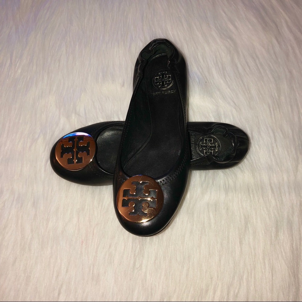 Tory Burch”Revo”Black Leather Flat,Size-6 - Picture 1 of 6